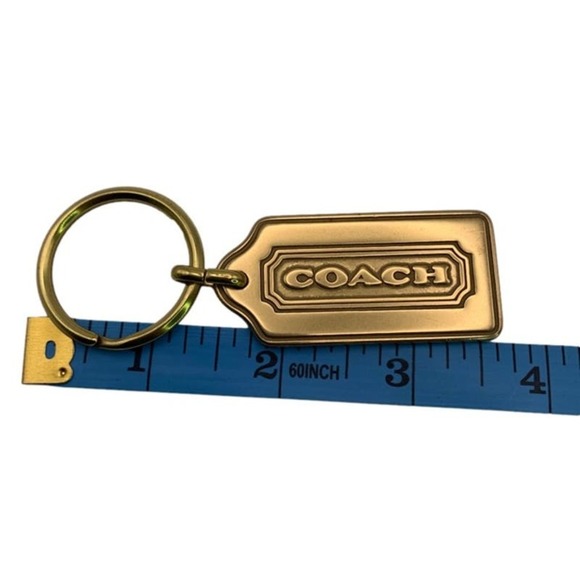 Rare COACH Vintage Thick Gold Brass Bag Fob Key Ring Key Chain - Picture 3 of 3
